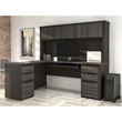 Atlin Designs Particle Board Bark Gray L Shaped Computer Desk with Hutch 71.1