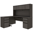 Atlin Designs Particle Board Bark Gray L Shaped Computer Desk with Hutch 71.1
