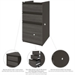 Atlin Designs Particle Board Bark Gray L Shaped Computer Desk with Hutch 71.1