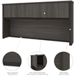 Atlin Designs Particle Board Bark Gray L Shaped Computer Desk with Hutch 71.1