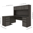Atlin Designs Particle Board Bark Gray L Shaped Computer Desk with Hutch 71.1