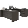 Atlin Designs 5 Piece U Shaped Computer Desk in Bark Gray and Slate