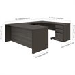 Atlin Designs 5 Piece U Shaped Computer Desk in Bark Gray and Slate