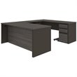 Atlin Designs 5 Piece U Shaped Computer Desk in Bark Gray and Slate