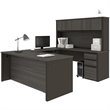 Atlin Designs 6 Piece U Shaped Computer Desk with Hutch in Bark Gray