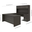 Atlin Designs 6 Piece U Shaped Computer Desk with Hutch in Bark Gray