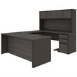 Atlin Designs 6 Piece U Shaped Computer Desk with Hutch in Bark Gray
