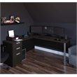 Atlin Designs Modern Wood/Metal L Desk with Metal Leg in Deep Gray/Black