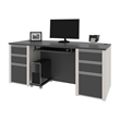Atlin Designs Home Office Set with 2 Pedestals in Sandstone and Slate