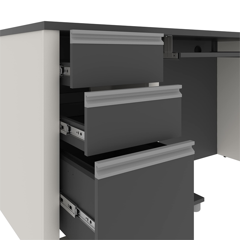 Atlin Designs Home Office Set with 2 Pedestals in Sandstone and Slate