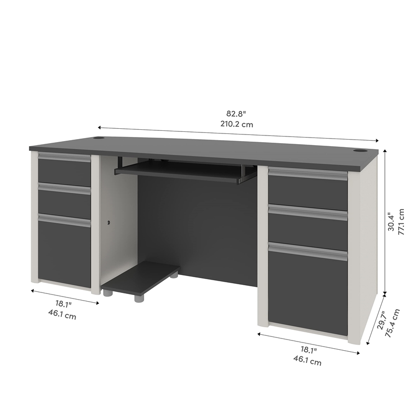 Atlin Designs Home Office Set with 2 Pedestals in Sandstone and Slate