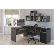 Atlin Designs Modern Wood L Shaped Computer Desk in Black/Bark Gray
