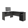 Atlin Designs Modern Wood L Shaped Computer Desk in Black/Bark Gray