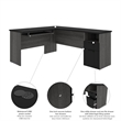 Atlin Designs Modern Wood L Shaped Computer Desk in Black/Bark Gray