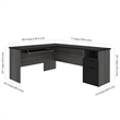 Atlin Designs Modern Wood L Shaped Computer Desk in Black/Bark Gray