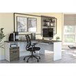 Atlin Designs Laminated Walnut Gray and White Computer Desk L-Shaped Reversible 71