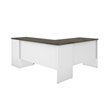 Atlin Designs Laminated Walnut Gray and White Computer Desk L-Shaped Reversible 71