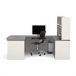 Atlin Designs U-Shape Home Office Set with 1 Oversized Pedestal in Sandstone