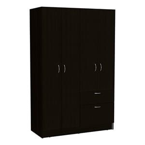 Atlin Designs Particleboard Black/White Armoire Rectangular 67.2&quotH Unassembled