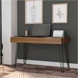 Atlin Designs Modern Wood Desk with Abstract Steel Legs in Mahogany