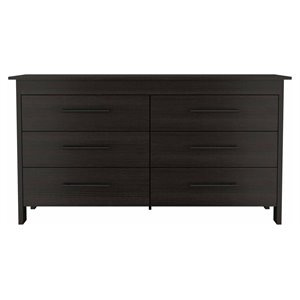 Atlin Designs Modern Wood Bedroom Double Dresser with 6-Drawer in Black