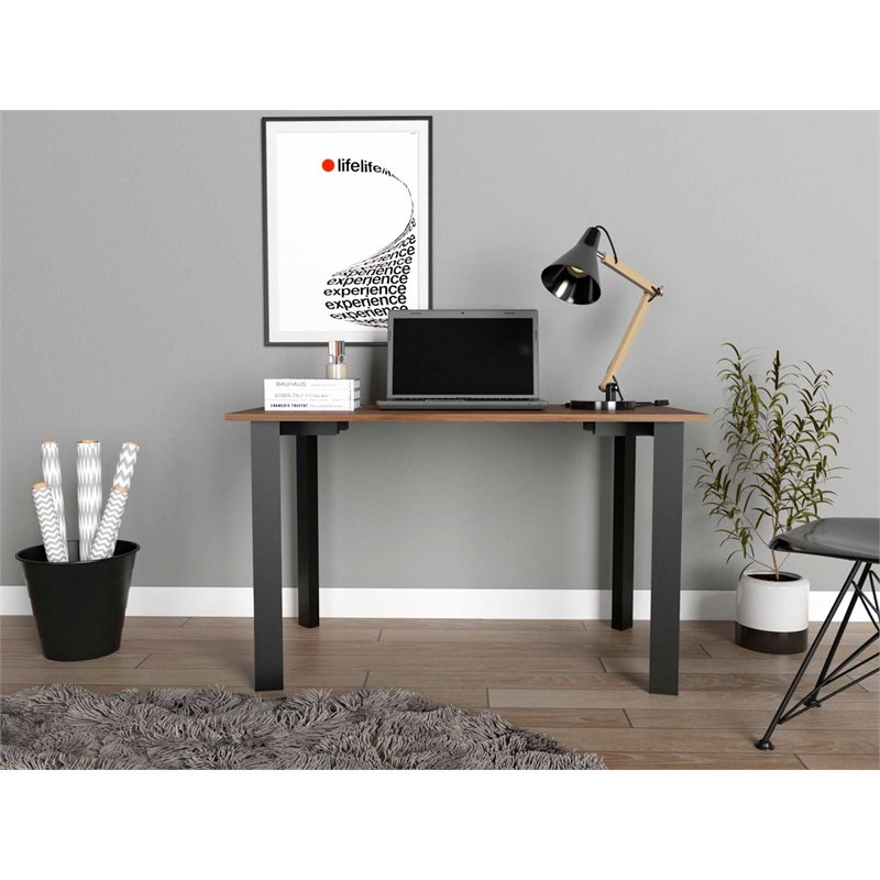 Atlin Designs Modern Wood Office Desk with Four Steel Legs in Mahogany