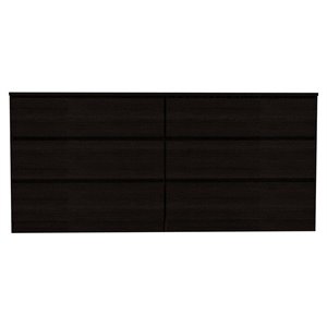 Atlin Designs Modern 6-Drawer Wood Bedroom Double Dresser in Black