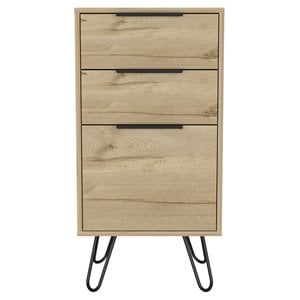 Atlin Designs Modern Metal Dresser with 3-Drawer & 4-Leg in Light Oak