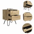 Atlin Designs Modern Metal Bedroom Nightstand with 2-Drawer in Light Oak