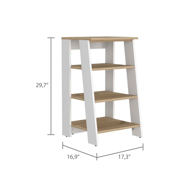 Atlin Designs Modern Wood Linen Cabinet with 4-Shelf in Light Oak/White