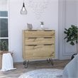 Atlin Designs Modern Metal Dresser with 3-Drawer & Countertop in Light Oak