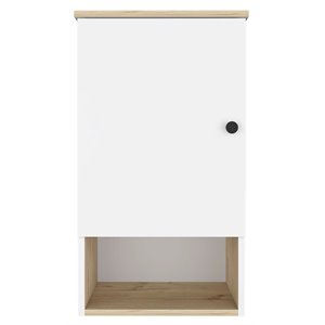 Atlin Designs Modern Wood Bathroom Medicine Cabinet in Light Oak/White