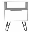 Atlin Designs Modern Metal Night Stand with Two Shelves in White