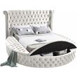 Atlin Designs Modern King Size Bed in Cream Velvet