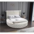 Atlin Designs Modern King Size Bed in Cream Velvet