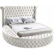 Atlin Designs Modern King Size Bed in Cream Velvet