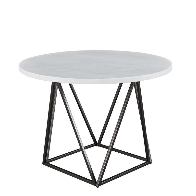 Atlin Designs Modern White Marble Top Metal 5-Piece Dining Set
