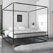 Atlin Designs Modern Canopy Metal Bed King Size Frame in Black/Gold