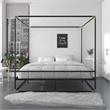 Atlin Designs Modern Canopy Metal Bed King Size Frame in Black/Gold