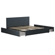 Atlin Designs Modern King Upholstered Bed with Storage in Navy Linen