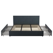Atlin Designs Modern King Upholstered Bed with Storage in Navy Linen