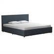 Atlin Designs Modern King Upholstered Bed with Storage in Navy Linen