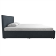 Atlin Designs Modern King Upholstered Bed with Storage in Navy Linen