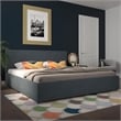 Atlin Designs Modern King Upholstered Bed with Storage in Navy Linen