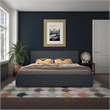 Atlin Designs Modern King Upholstered Bed with Storage in Navy Linen