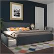 Atlin Designs Modern King Upholstered Bed with Storage in Navy Linen