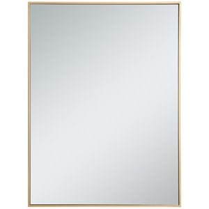 Atlin Designs Modern 40&quot x 30&quot Contemporary Metal Frame Mirror in Brass