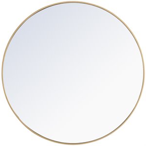 Atlin Designs Modern 42&quot Round Contemporary Metal Frame Mirror in Brass