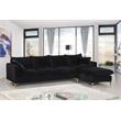 Atlin Designs Modern Contemporary 2pc Velvet Reversible Sectional in Black
