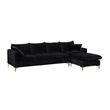 Atlin Designs Modern Contemporary 2pc Velvet Reversible Sectional in Black